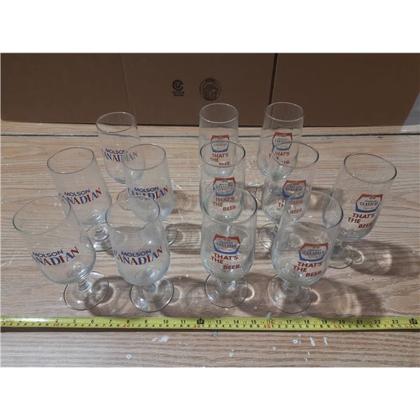 (12) Molson Canadian Glass. (Five are same and seven are same)
