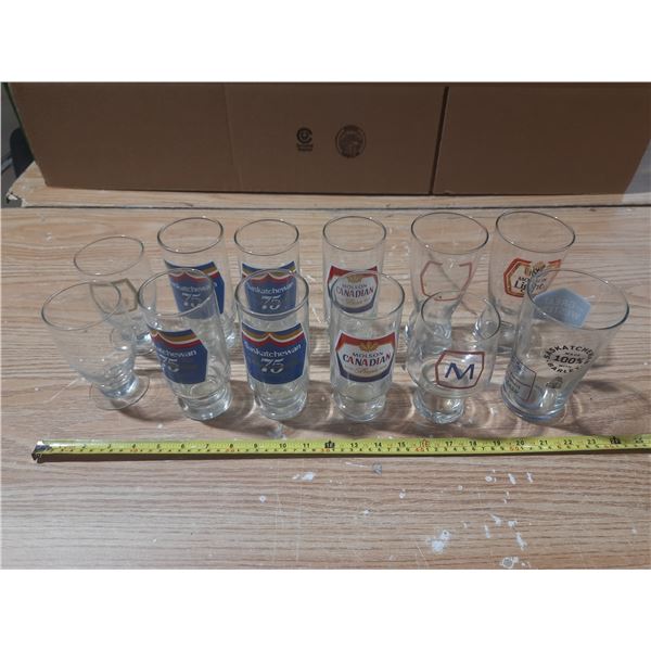 (12) Molson Canadian Glass. (Four are same, rest are different)