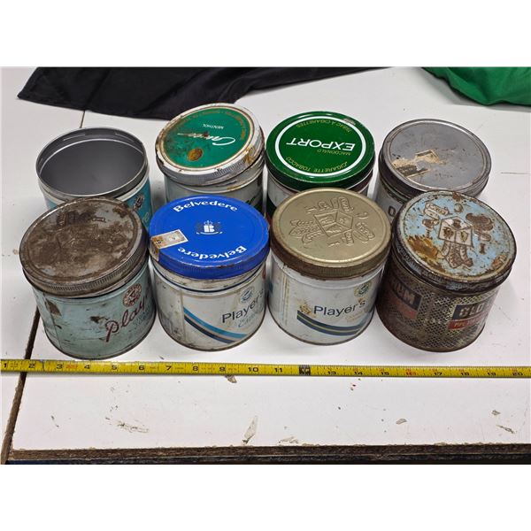 8 misc. tobacco tins