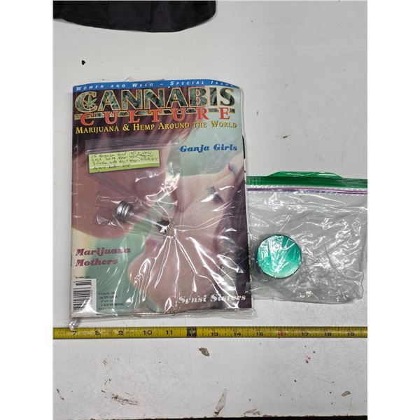 Cannabis Culture magazine w/ seeds and wood rolling weed/hemp table