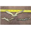 Image 1 : 1311 - 3 vintage brass seagull wall hangings.  5 1/2", 4 1/2" and 4".