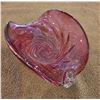 Image 1 : 1319 - Vintage hand -blown cranberry glass bowl or trinket dish.  Chalet made in 1960s or 1970s.