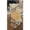 Image 1 : 1321 - Folk Art - vintage, handmade seashell owl figurine.  11" tall.  Sticker - handmade in the Phi