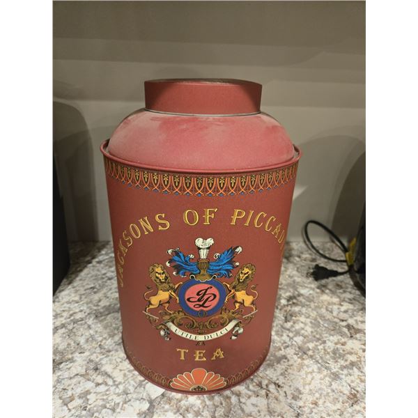 1322 - Vintage English Jackson of Piccadilly Tea Tin.  13" tall. Exc. Condition.