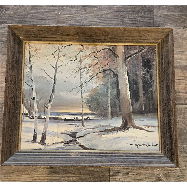 1325 - Vintage 1950s Robert Wood Winterset rustic homestead art print.  Back says No. 606.  Size 16"