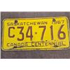 Image 1 : 1328 - Saskatchewan 1967 "Canada Centennial" license plate.