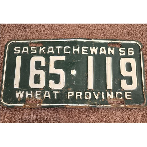 1329 - Saskatchewan 1956 "Wheat Province" license plate.