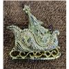 Image 1 : 1334 - Vintage gold-tone Christmas brooch, Santa's Sleigh.  Popular 1950's - 1960's.  Marked Gerry's