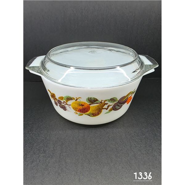 Vintage Pyrex Casserole Dish Orchard Fruit Pattern