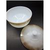 Image 3 : Vintage Federal Glass Covered Bowl Mesa Pattern Metallic Ombre Finish Over Milk Glass