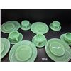 Image 1 : Vintage Set of FireKing Jadeite Restaurant Wear.  (5) Dinner Plates, (5) Dessert Plates, (5) Cup & S