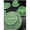 Image 3 : Vintage Set of FireKing Jadeite Restaurant Wear.  (5) Dinner Plates, (5) Dessert Plates, (5) Cup & S