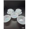 Image 2 : Vintage Federal Glass Moonglow. (3) Dessert Bowls, (2) Cup & Saucer Sets