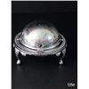 Image 2 : Vintage Collectable Silver-Plated Roll Top Butterdish.  Hinged Domed Lid, Removable Glass Liner.