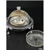 Image 3 : Vintage Collectable Silver-Plated Roll Top Butterdish.  Hinged Domed Lid, Removable Glass Liner.