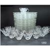 Image 1 : Vintage Anchor Hocking Clear Glass Snack Set.  Grape Vine Design.  (15) Plates, (19) Cups
