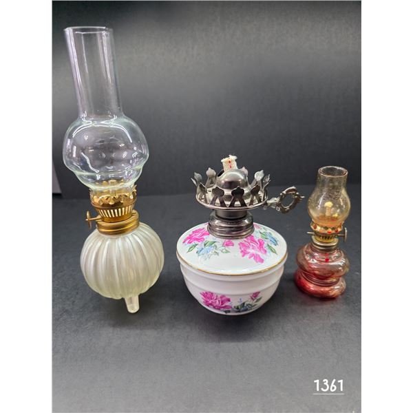 (3) Miniature Oil Lanterns