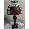 Image 1 : Tiffany Style PartyLite Poinsettia Stained-Glass Tealight Lamp