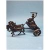 Image 1 : Vintage Cast Metal Bronze Finished Warrior in a two-horse Chariot