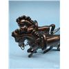 Image 2 : Vintage Cast Metal Bronze Finished Warrior in a two-horse Chariot
