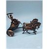 Image 3 : Vintage Cast Metal Bronze Finished Warrior in a two-horse Chariot