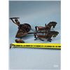 Image 4 : Vintage Cast Metal Bronze Finished Warrior in a two-horse Chariot