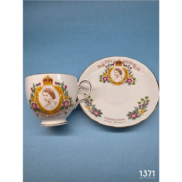Vintage Collectable Teacup & Saucer.  Coronation of Queen Elizabeth II, 1953.  Tuscan Bone China.