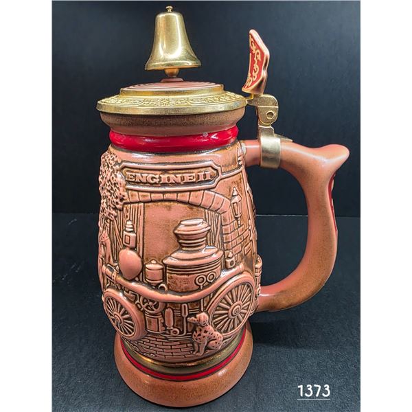 Vintage Collectable Avon Large Lidded Beer Stein.  “Tribute to Firefighters”
