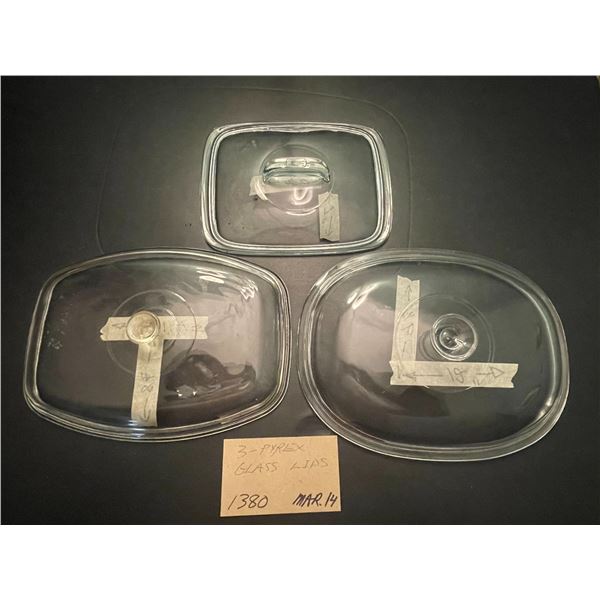 3 Pyrex glass lids