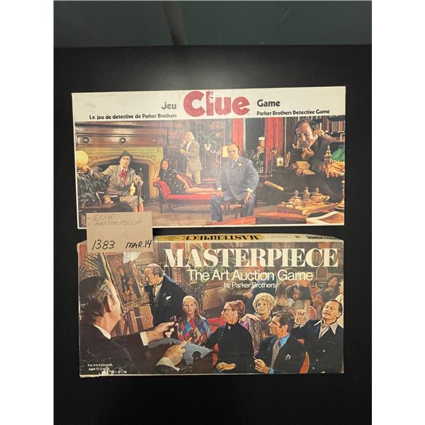 2 board games - Clue; Masterpiece