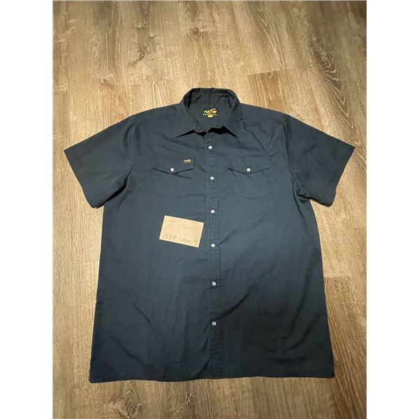 Men's XL work shirt- NATS Men's - cotton - snaps - navy