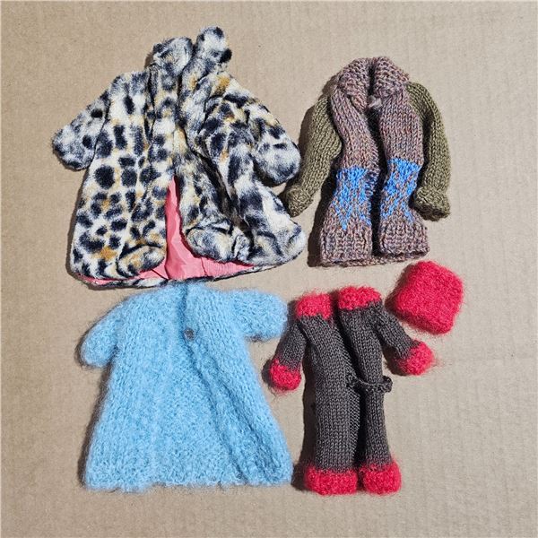 Doll clothes 3 pants, 1 coat and 4 sweaters
