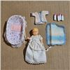 Image 2 : Barbie babysitting set with baby, pillow, blanket, jacket, gown, bassinet