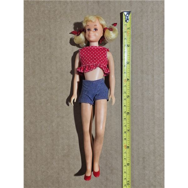 1963 Scooter doll with pig tails, blonde hair, bendable