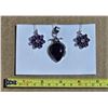 Image 1 : Sterling Silver Amethyst Pendant and earrings    .925 silver