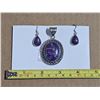 Image 1 : Sterling Silver Pendant and earrings with purple stone  .925 silver