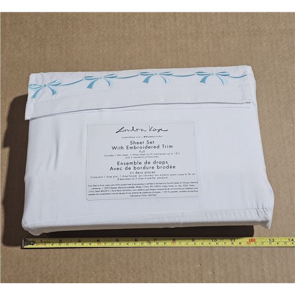 New London Kaye Sheet Set with embroidered trim   FULL
