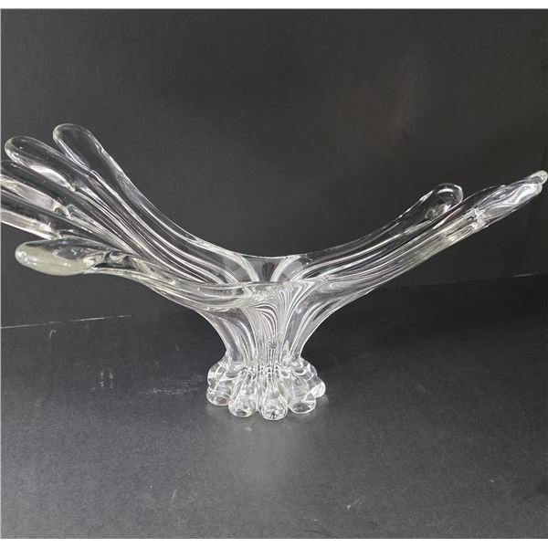 Vintage Clear Blown Glass Centerpiece. 17”x10”