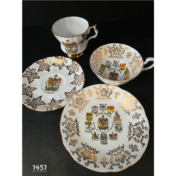 (2) Teacup & Saucer Sets.  Paragon Canadian Coat of Arms & Royal Windsor Canada