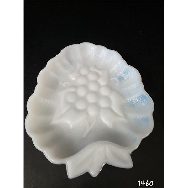 Vintage Milk Glass Grape Design Dish