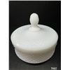 Image 1 : Vintage Hobnail Diamond Point White Milk Glass Powder or Candy Dish