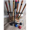 Image 2 : (6) Player Croquet Set.  Includes Mallets, Balls, Wickets, & Trolley