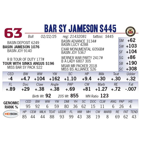 Bar SY Jameson S445