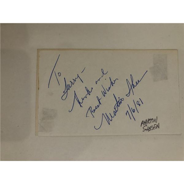 Apocalypse Now Martin Sheen signed note