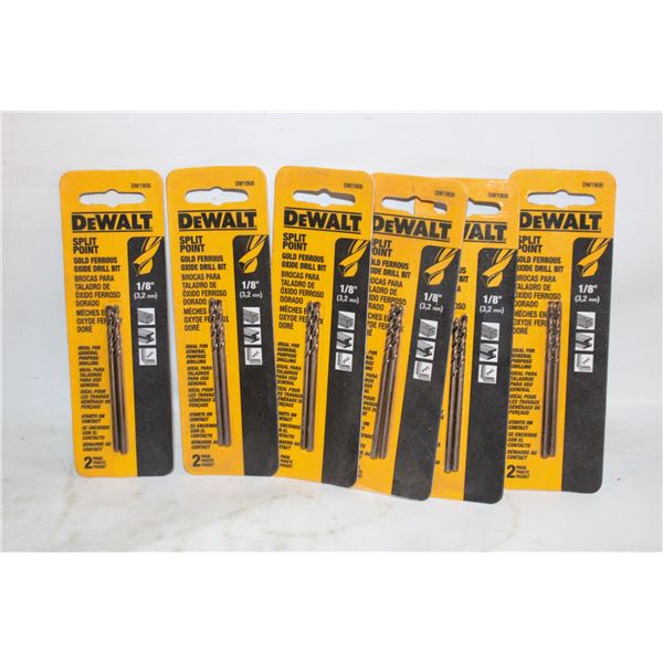6 DEWALT 1/8" 2 PACK BITS