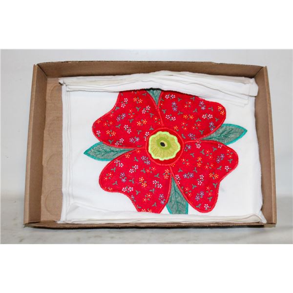 10 SQUARE 13"X13" FLOWER QUILT BLOCKS, DIFFERENT