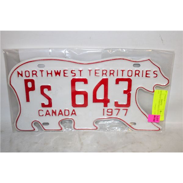 NORTHWEST TERRITORIES LICENCE PLATE