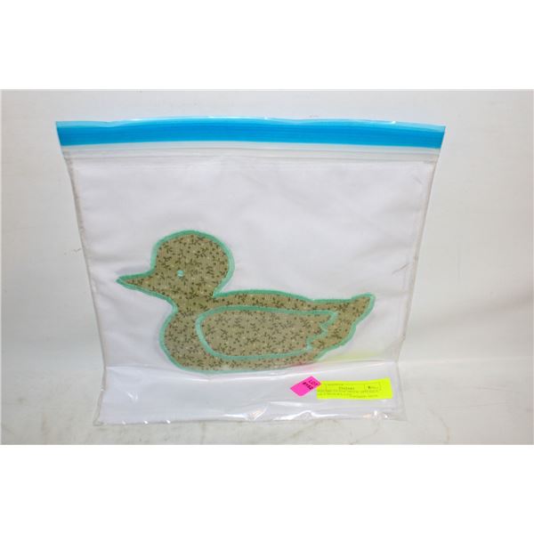 9 SQUARE 10"X10" DUCK APPLIQUE QUILT BLOCKS, COT