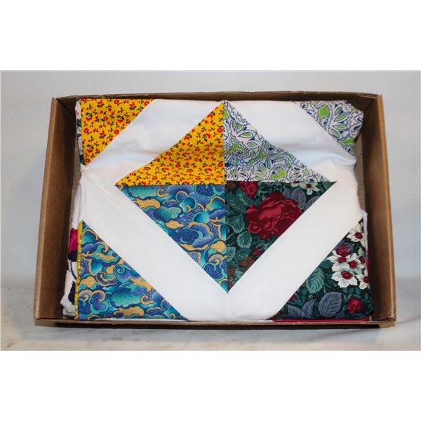 UNFINISHED HOME-MADE QUILT 82"X68" TOP, COTTON