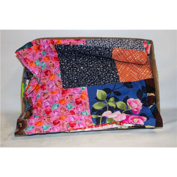 UNFINISHED HOME-MADE QUILT 86"X64" TOP, COTTON